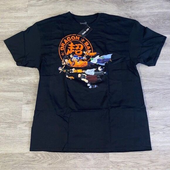 NWT Dragonball Z Super Group Flying Men's Black T-Shirt Licensed Anime XL - Picture 1 of 3